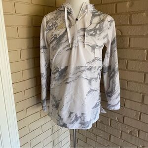 ADIDAS DIGITAL CAMO GRAY 1/4 ZIP HOODED JACKET WINDBREAKER POCKETS SIZE SMALL S
